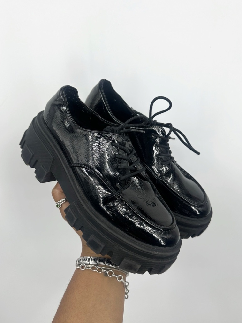 Asos Black Chunky Loafers Size Women's US 6 Grunge Goth Platforms